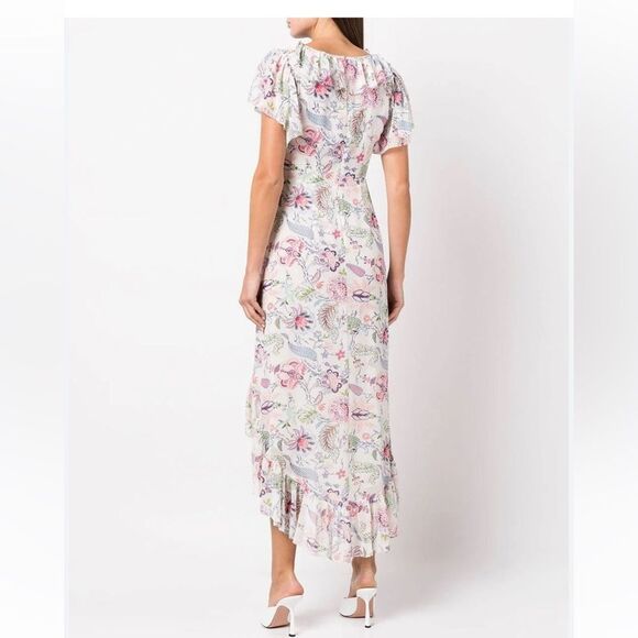 $455 CINQ A SEPT, Sheila Floral Ruffle-Trim Midi Dress NWT - Picture 4 of 14